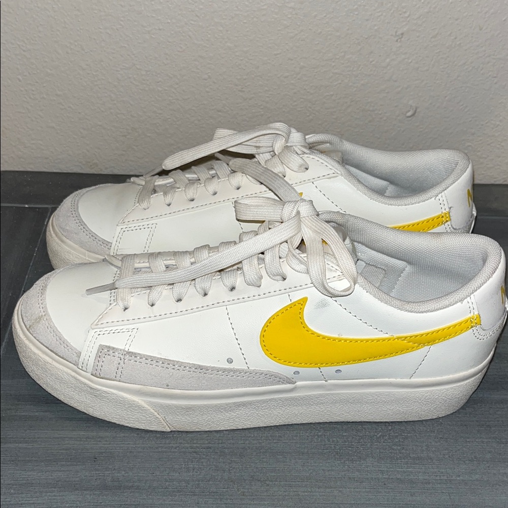 Nike Blazers White and Yellow Low-Top platform